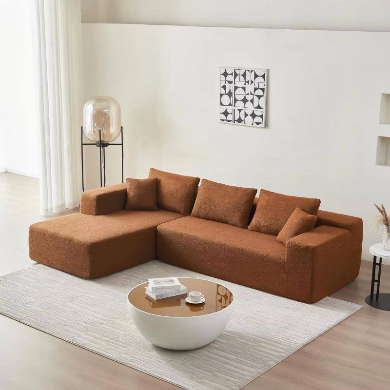 Modular Combination Teddy Velvet Fabric Compressed Sofa