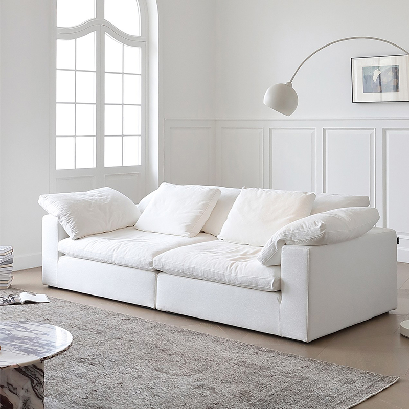 Cloud Fabric Sofa in White / Blue