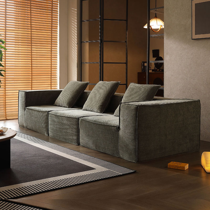 Straight-row Italian Vacuum Compressed Corduroy Fabric Sofa