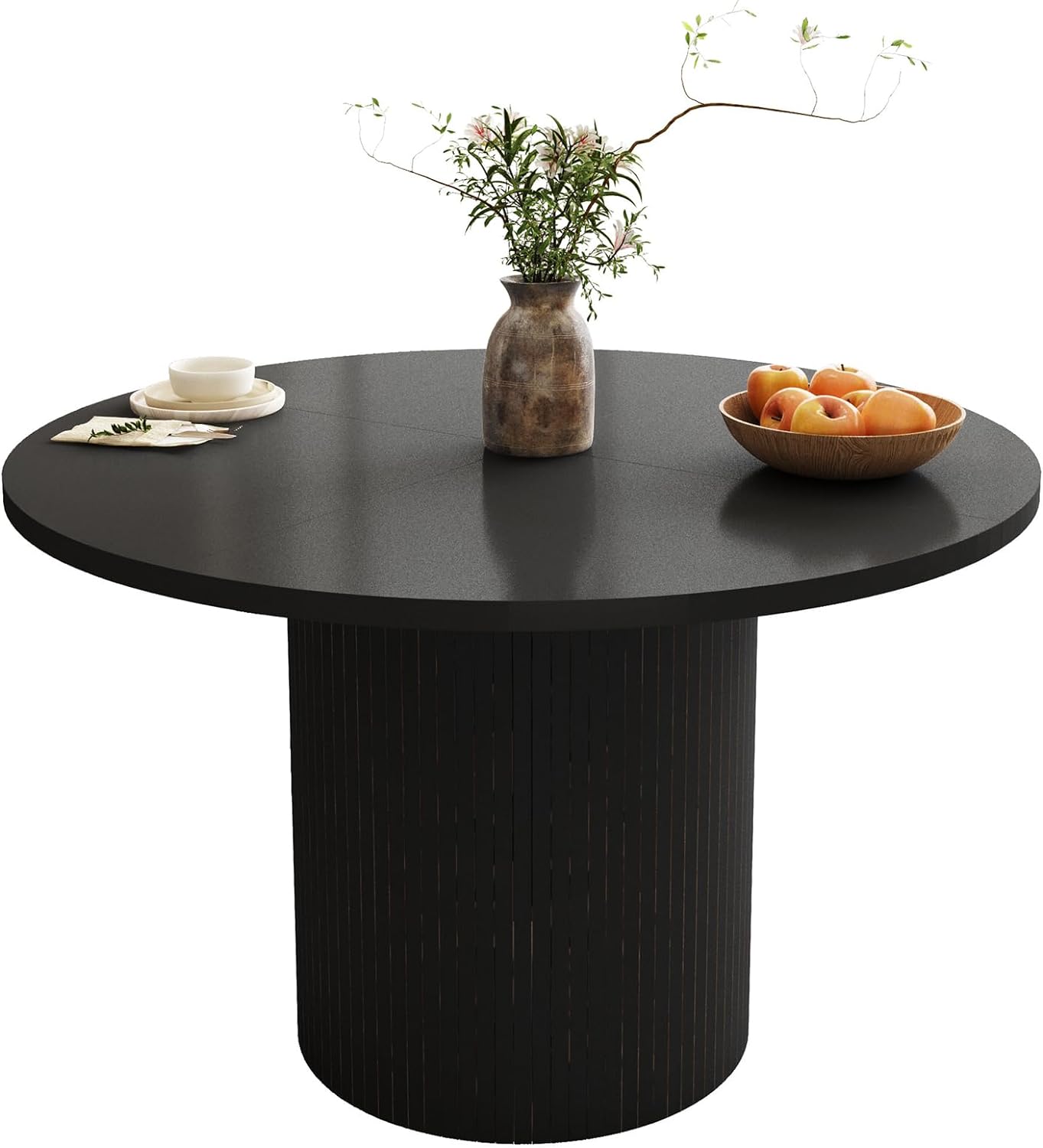 Solid Wood Dining Table 80cm - Natural & Black