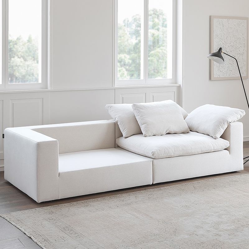 Cloud Fabric Sofa in White / Blue