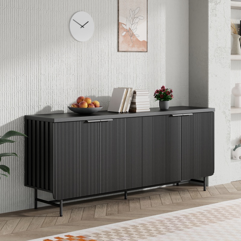 4 Door Sideboard 173cm - Black Ash