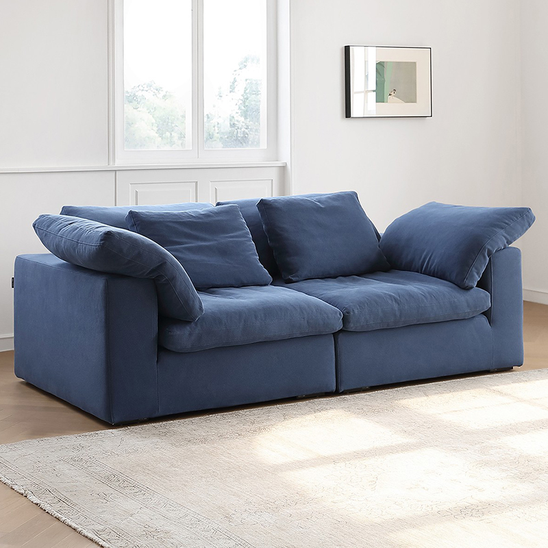 Cloud Fabric Sofa in White / Blue