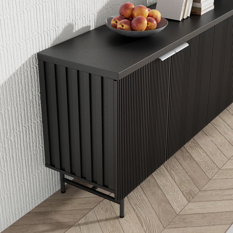 4 Door Sideboard 173cm - Black Ash