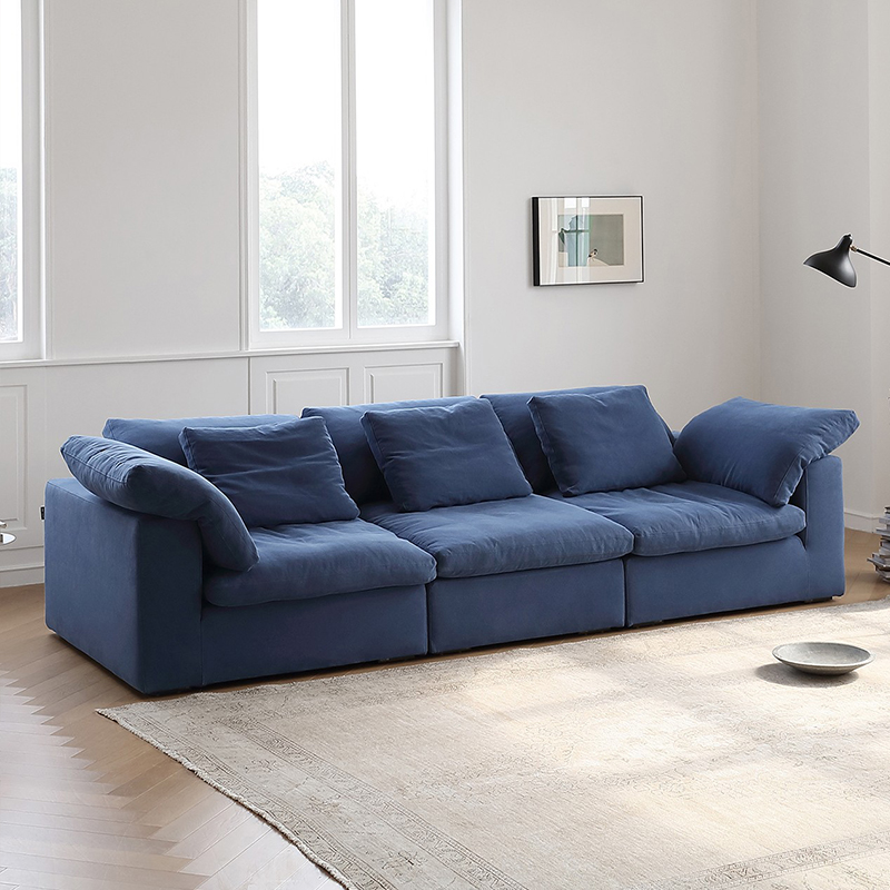 Cloud Fabric Sofa in White / Blue