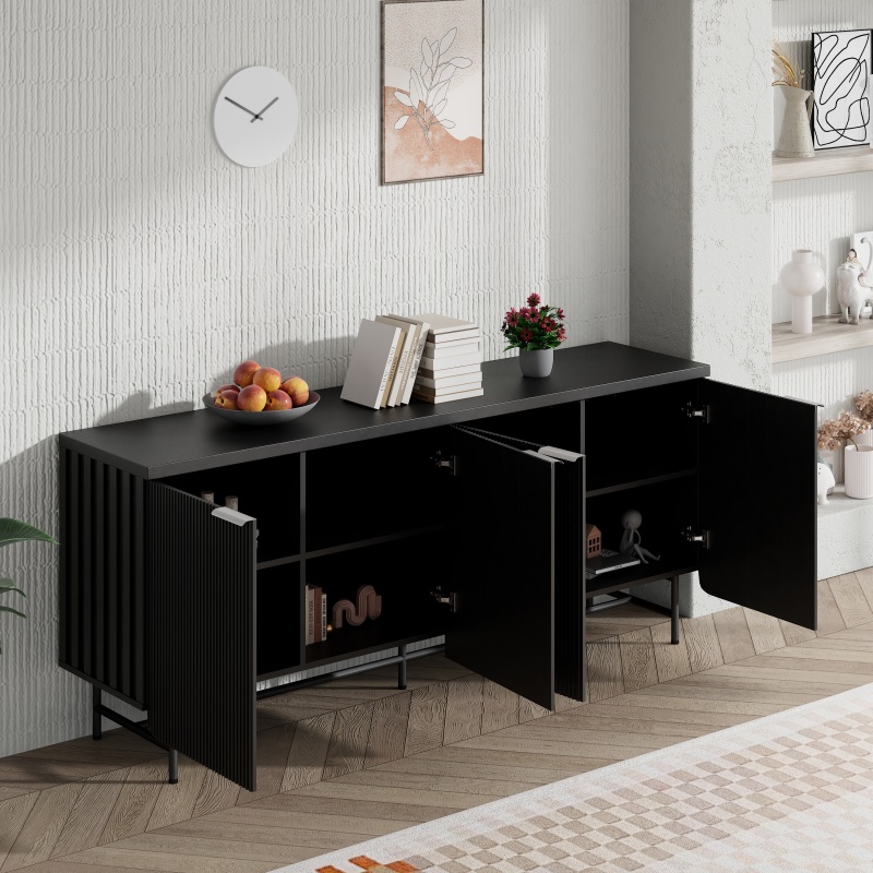 4 Door Sideboard 173cm - Black Ash