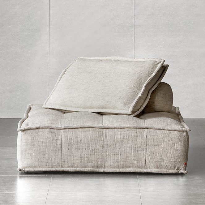 Double modular fabric tofu block sofa