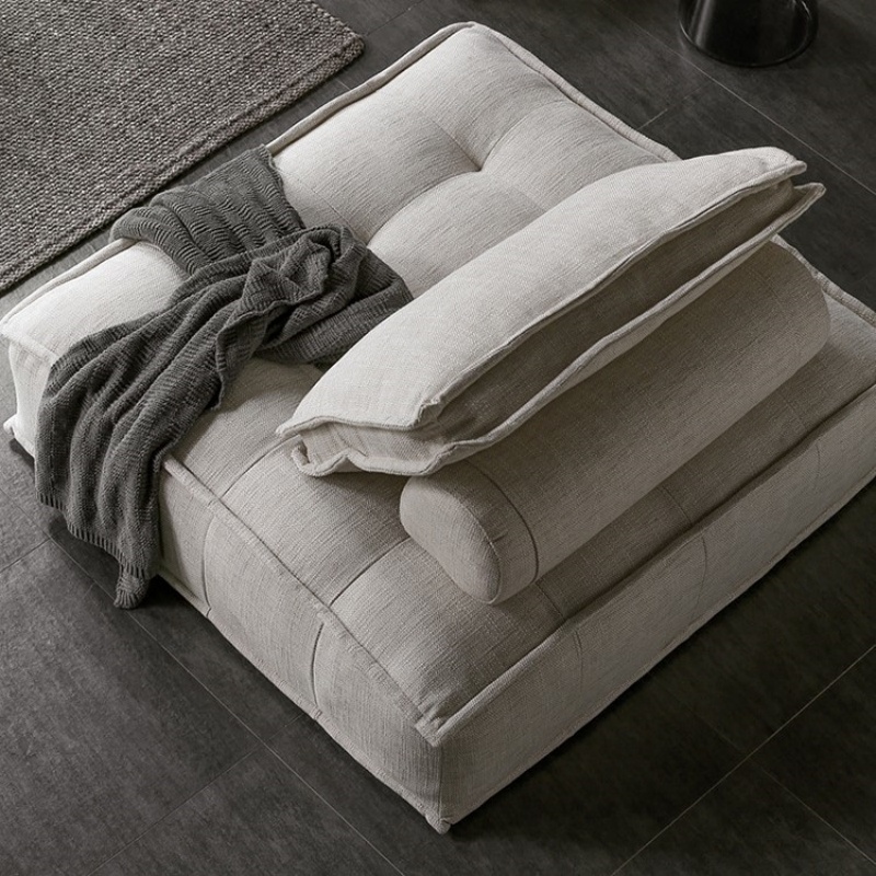 Double modular fabric tofu block sofa