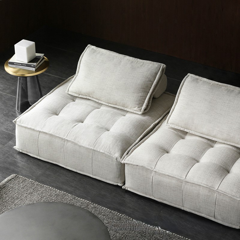 Double modular fabric tofu block sofa