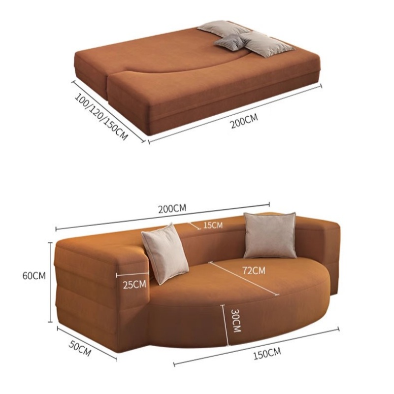 multi-functional sofa bed in orange