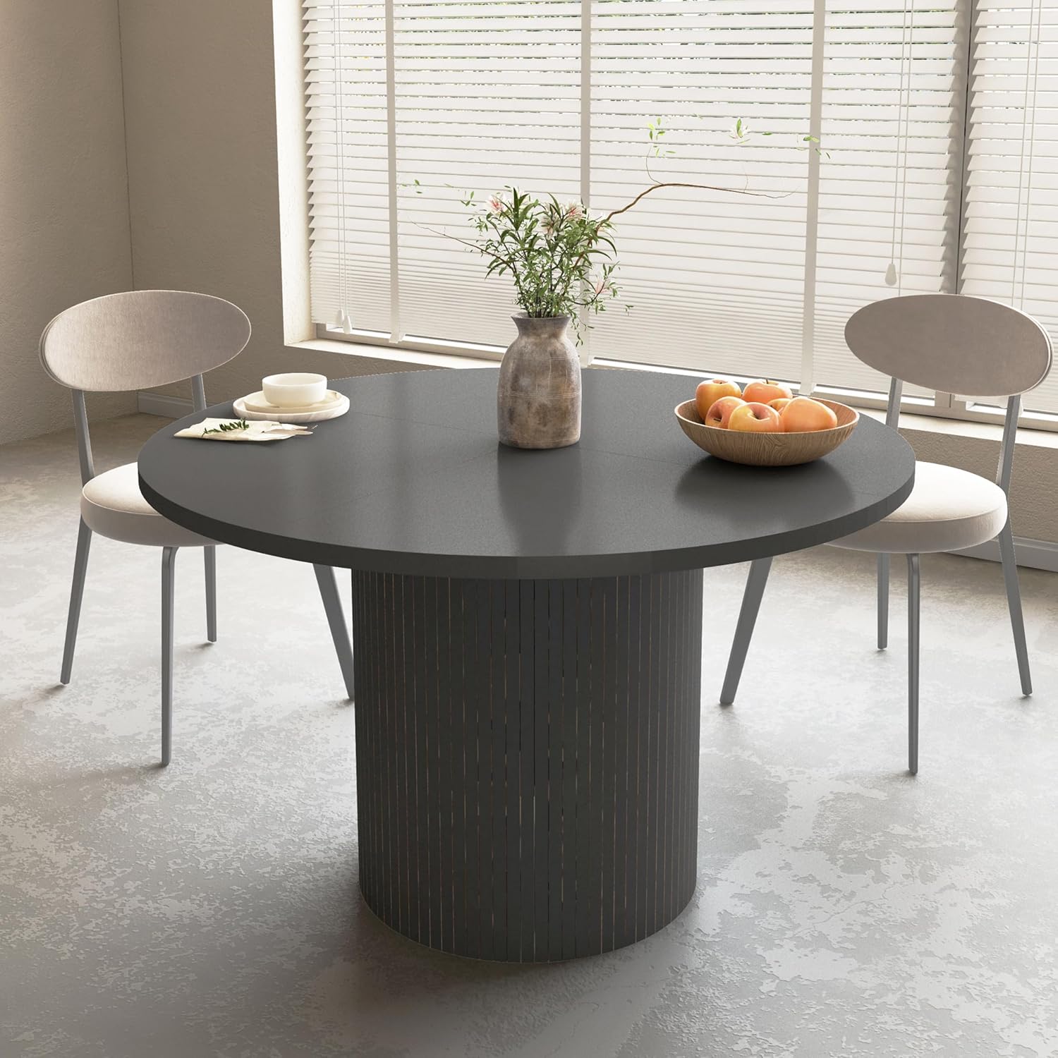 Solid Wood Dining Table 80cm - Natural & Black