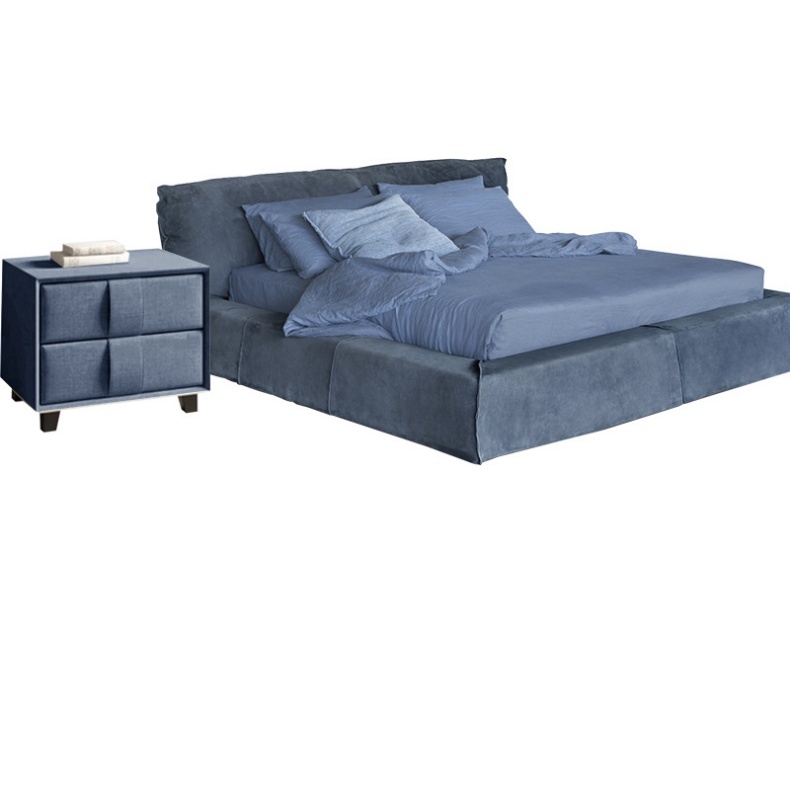 2.2-meter Up-Holstered Bed in Blue