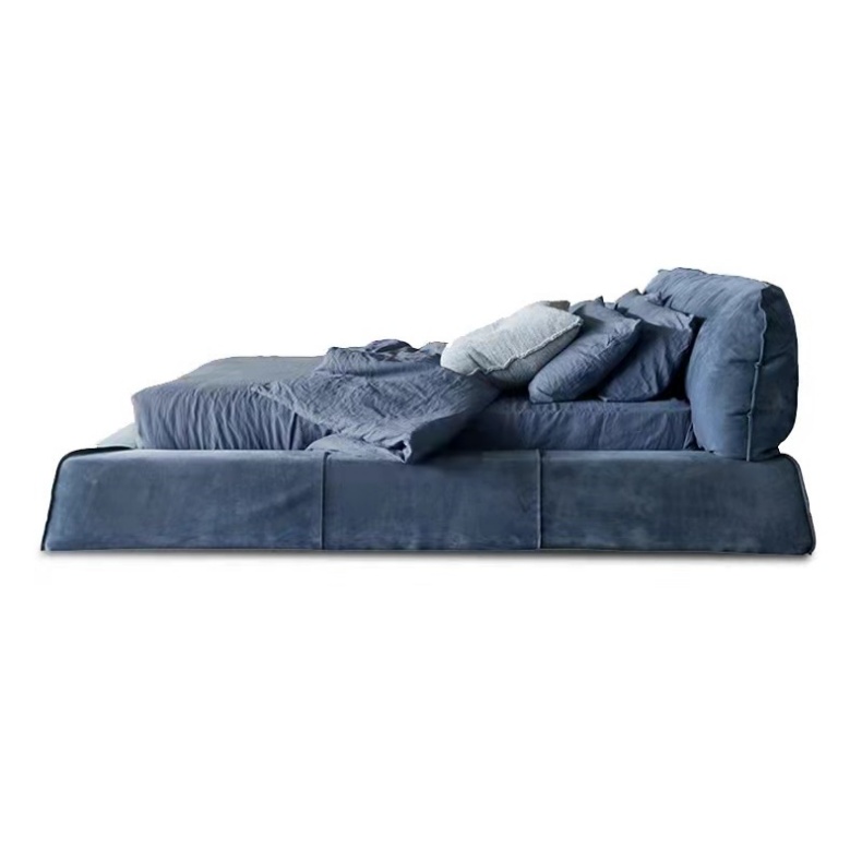 2.2-meter Up-Holstered Bed in Blue