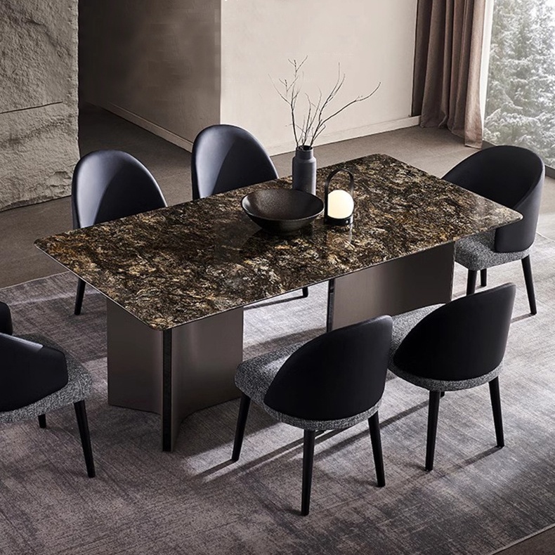 Platinum Diamond Marble Top Dining Table 160cm/180cm