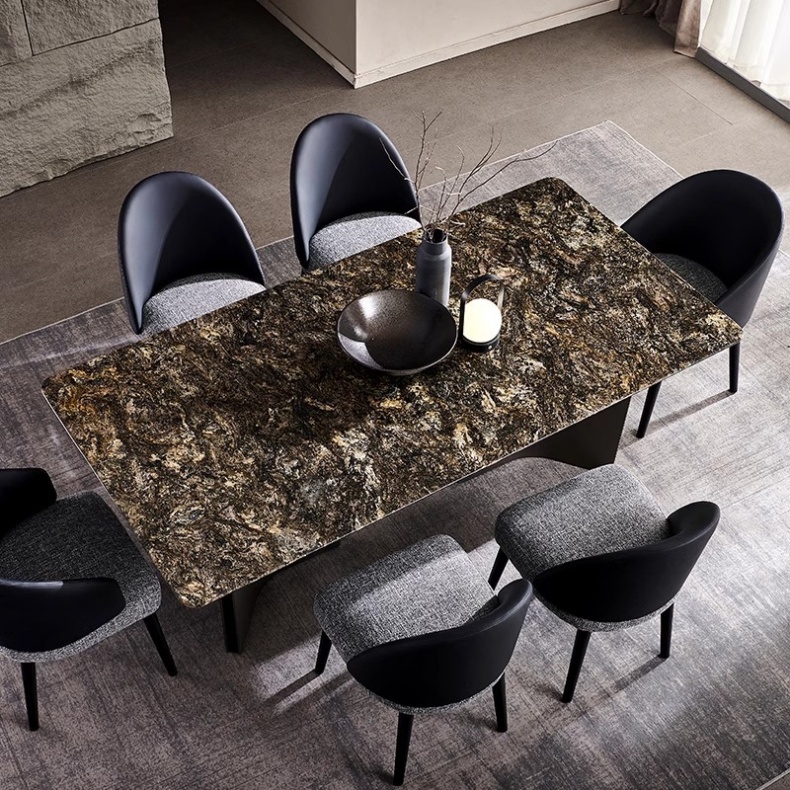 Platinum Diamond Marble Top Dining Table 160cm/180cm