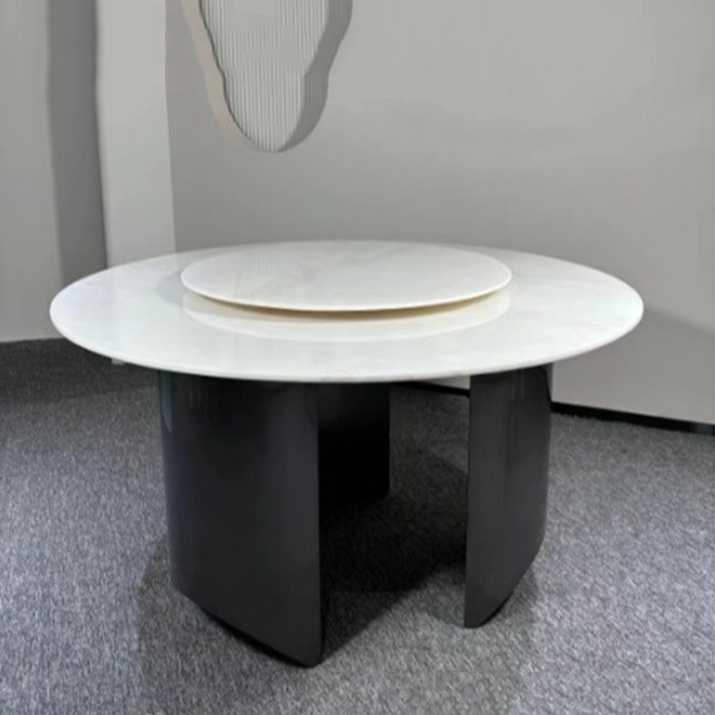 Milan White Jade Marble Round Top Dining Table 135cm+80cm